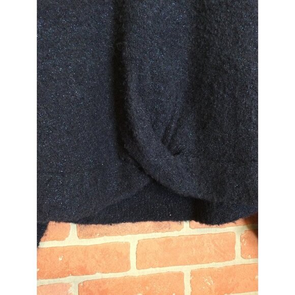Joie Womens Twisted Front Knit Sweater Long Sleeves Blue Large Metallic - Picture 2 of 5